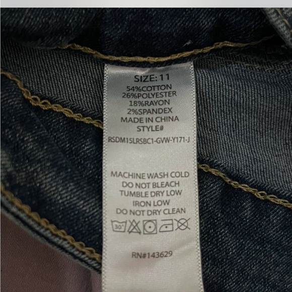 Simple high rise Dark blue/Grey Flare jeans with butt framing - Picture 4 of 4